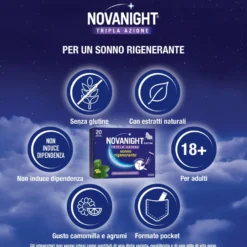 Novanight Tripla Azione Bustine Con Melatonina Per Dormire, Magnesio, Griffonia, 20 Bustine Orosolubili