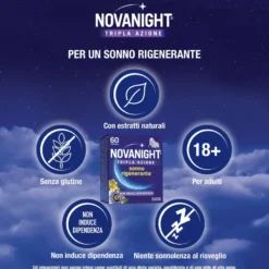Novanight Tripla Azione Con Melissa E Melatonina Per Dormire, Senza Glutine 60 Compresse