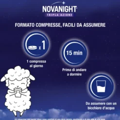 Novanight Tripla Azione Con Melissa E Melatonina Per Dormire, Senza Glutine 60 Compresse