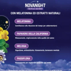 Novanight Tripla Azione Con Melissa E Melatonina Per Dormire, Senza Glutine 60 Compresse