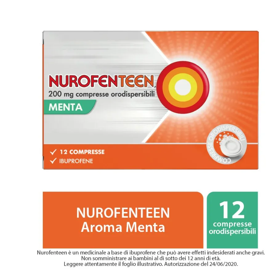 Nurofenteen Ibuprofene 200mg Aroma Menta 12 Compresse Orodispersibili