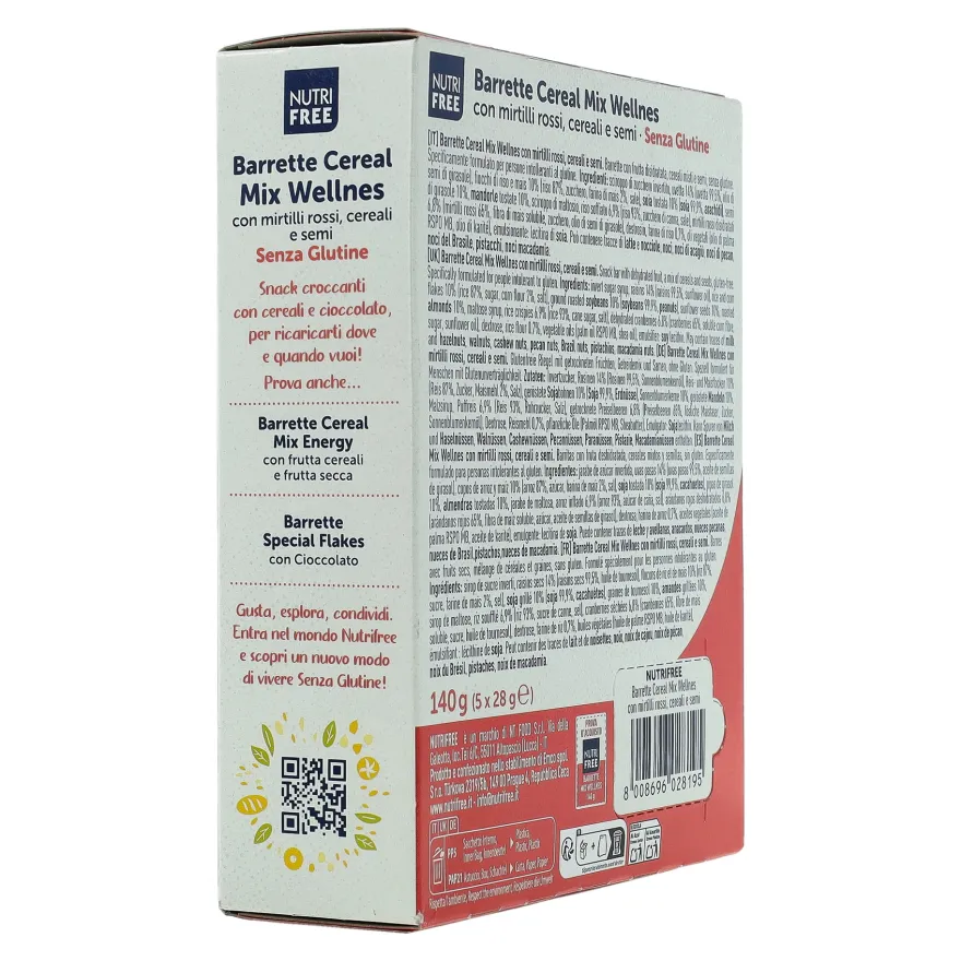 Nutrifree Barrette Cereal Mix Wellness Senza Glutine 5 Porzioni