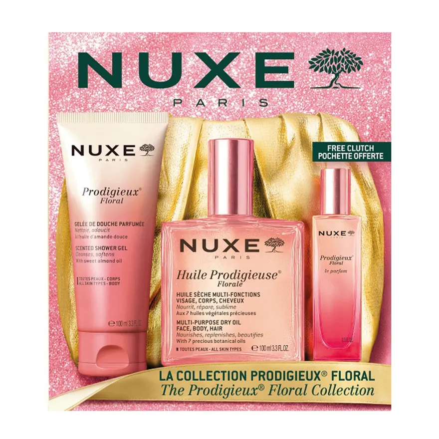 Nuxe La Collection Prodigeaux Florale Cofanetto Trattamenti Profumati + Clutch 4 Pezzi