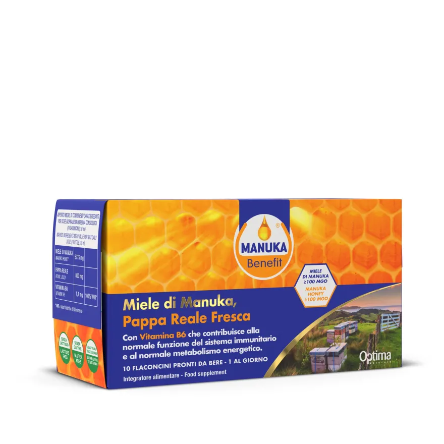 Optima Manuka Benefit Pappa Reale Integratore Vie Respiratorie 10 Flaconi