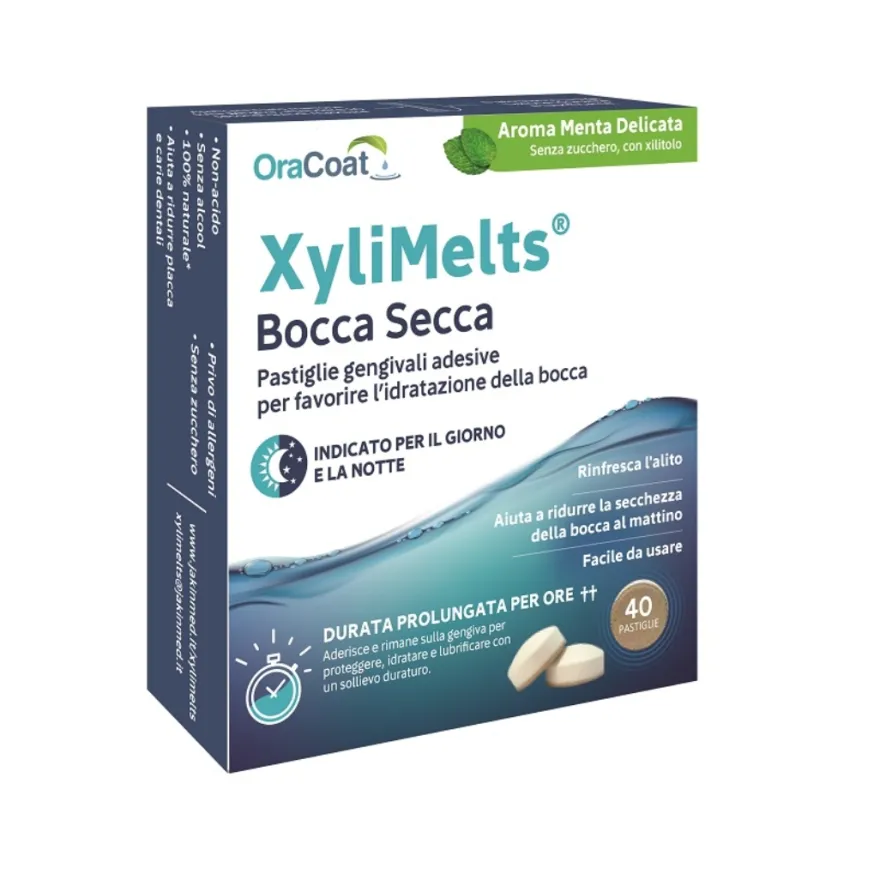 Oracoat Xylimelts Bocca Secca Pastiglie Adesive Idratazione Menta Delicata 40 Pezzi
