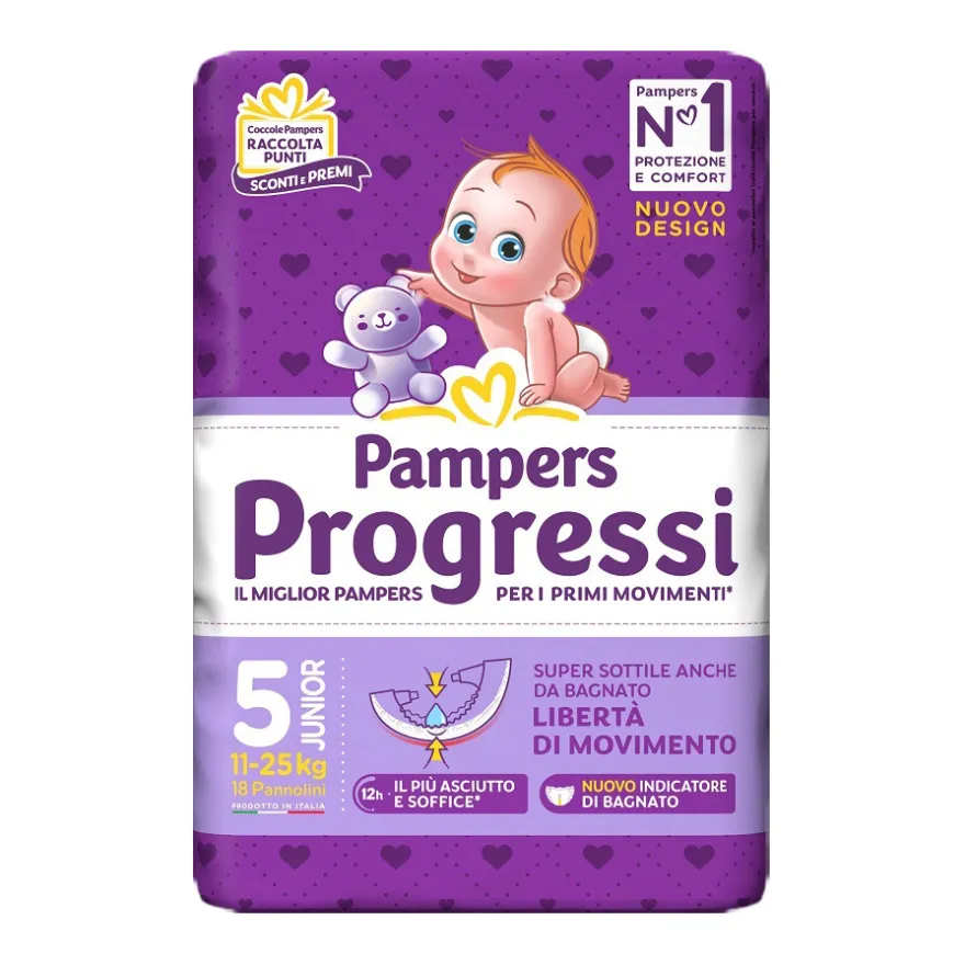 Pampers Progressi Pannolini 5 Junior 11-25kg 18 Pezzi