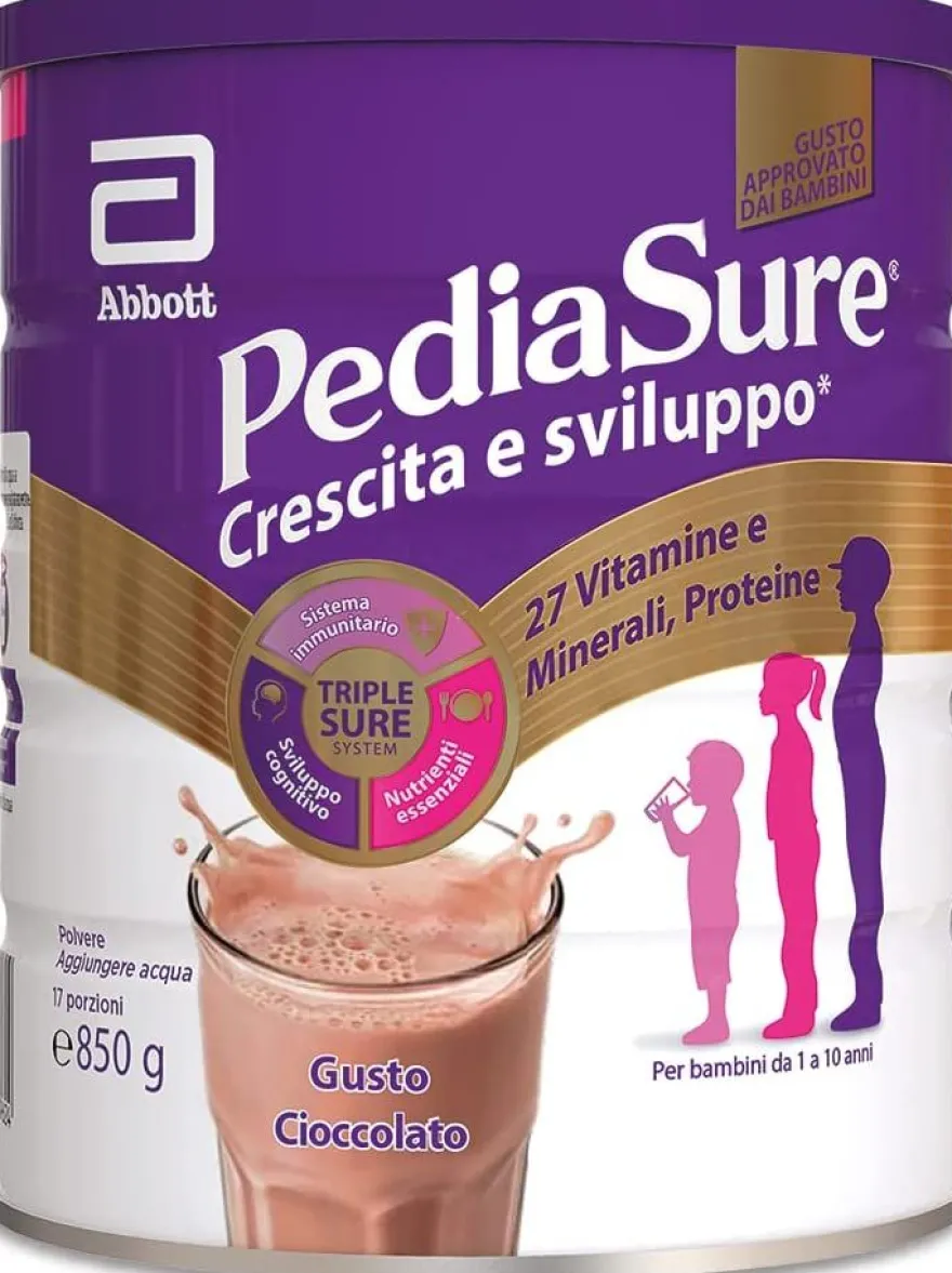 Pediasure Crescita E Sviluppo Integratore Alimentare Per Bambini Multivitaminico Con 27 Vitamine E Minerali Cioccolato 850g