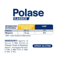 Polase Classico Magnesio E Potassio Integratore Alimentare Sali Minerali Senza Zucchero 60 Compresse