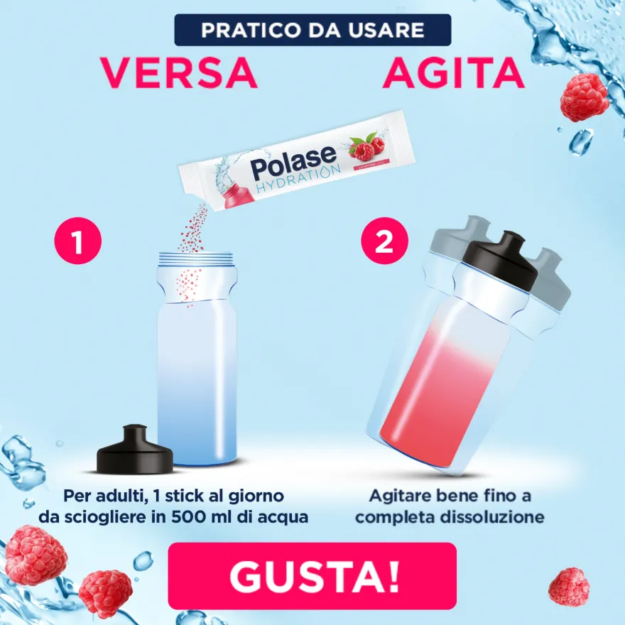 Polase Hydration Integratore Alimentare Magnesio E Potassio Sali Minerali Vitamina C Lampone 12 Stick