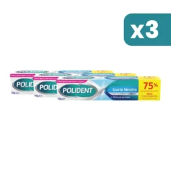 Polident Adesivo Per Protesi Dentale Tenuta Giornaliera Gusto Neutro 70g (multipack x3)