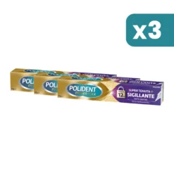 Polident Super Tenuta + Sigillante Adesivo Per Protesi Dentale Gusto Neutro 3 confezioni da 70g