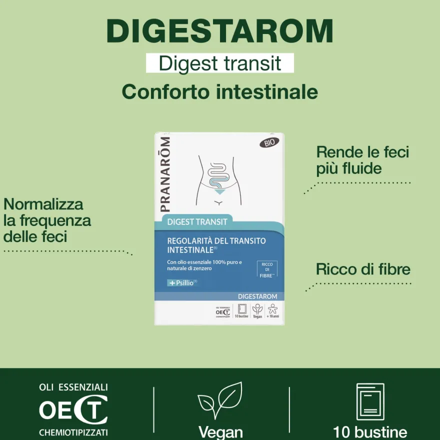 Pranarom Digest Transit Integratore Regolarità Transito Intestinale 10 Buste