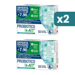 Probiotico Act integratore probiotici e prebiotici bipacco 2x15 capsule