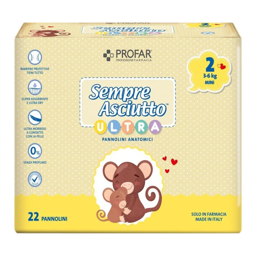 Profar Pannolino Sempre Asciutto Ultra Mini Super Assorbente 22 Pezzi