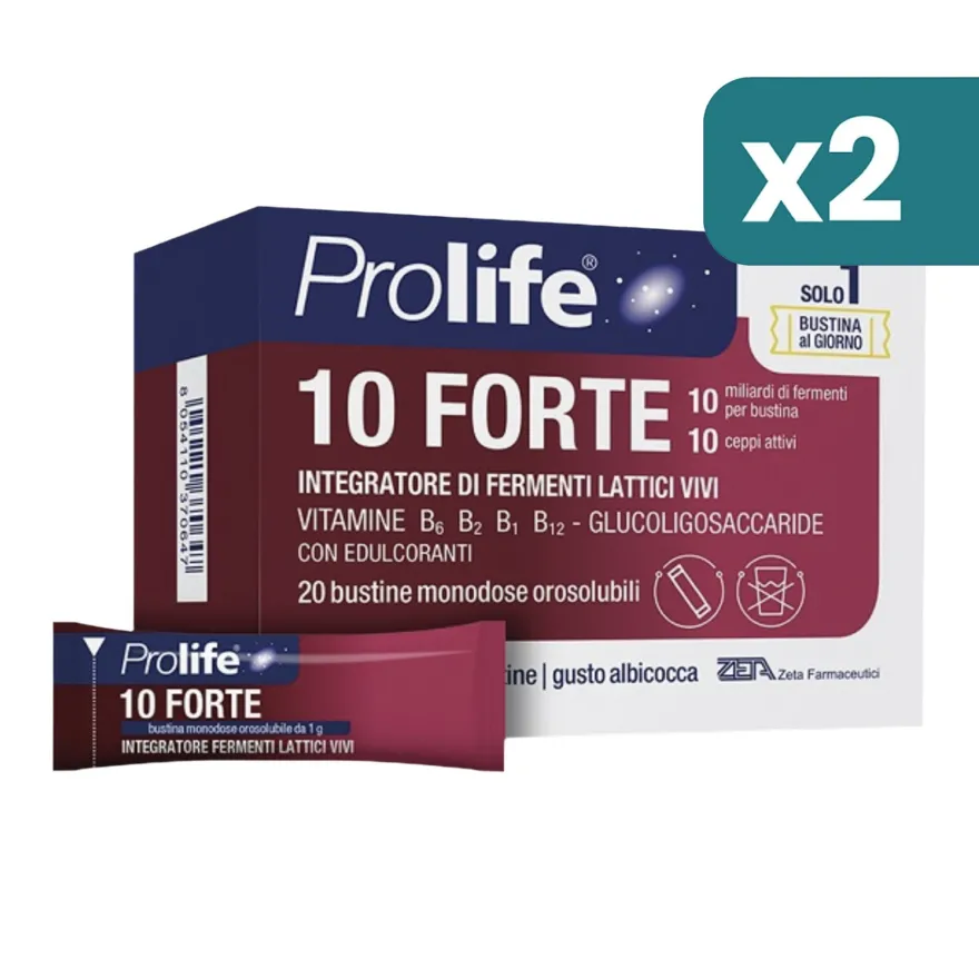 Prolife 10 Forte Integratore Fermenti Lattici 2 confezioni da 20 Bustine