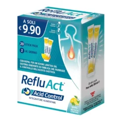 Reflu Act Acid Control Integratore Acidità E Reflusso Gusto Menta E Limone 20 Stick