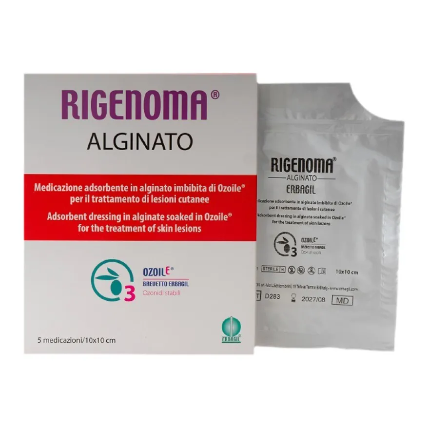 Rigenoma Alginato Medicazione Lesioni Cutanee 5 Pezzi