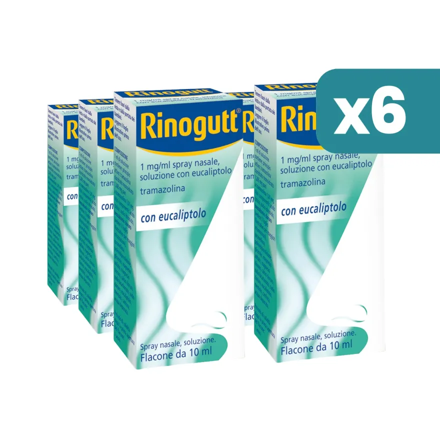 Rinogutt spray nasale eucalipto naso chiuso multipacco 6x10ml