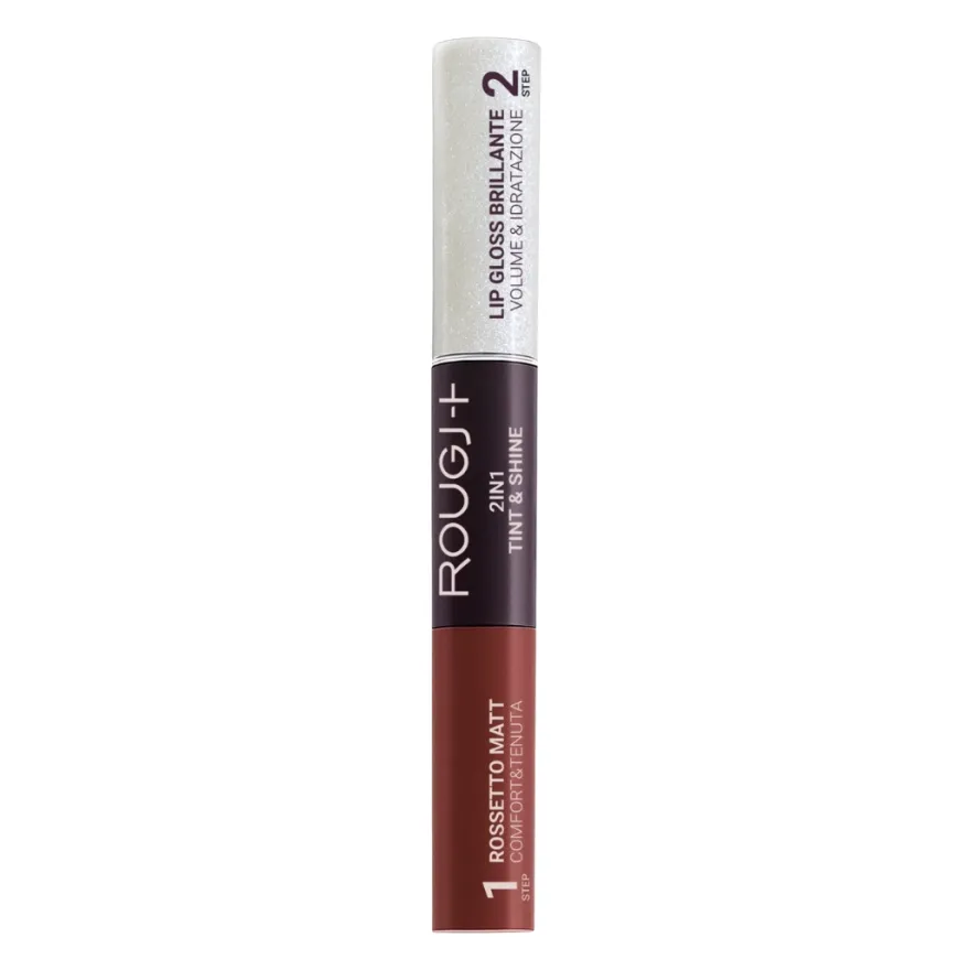 Rougj 2in1 Tint&shine Rossetto Liquido E Lip Gloss 02 Nude Brown 1 Pezzo