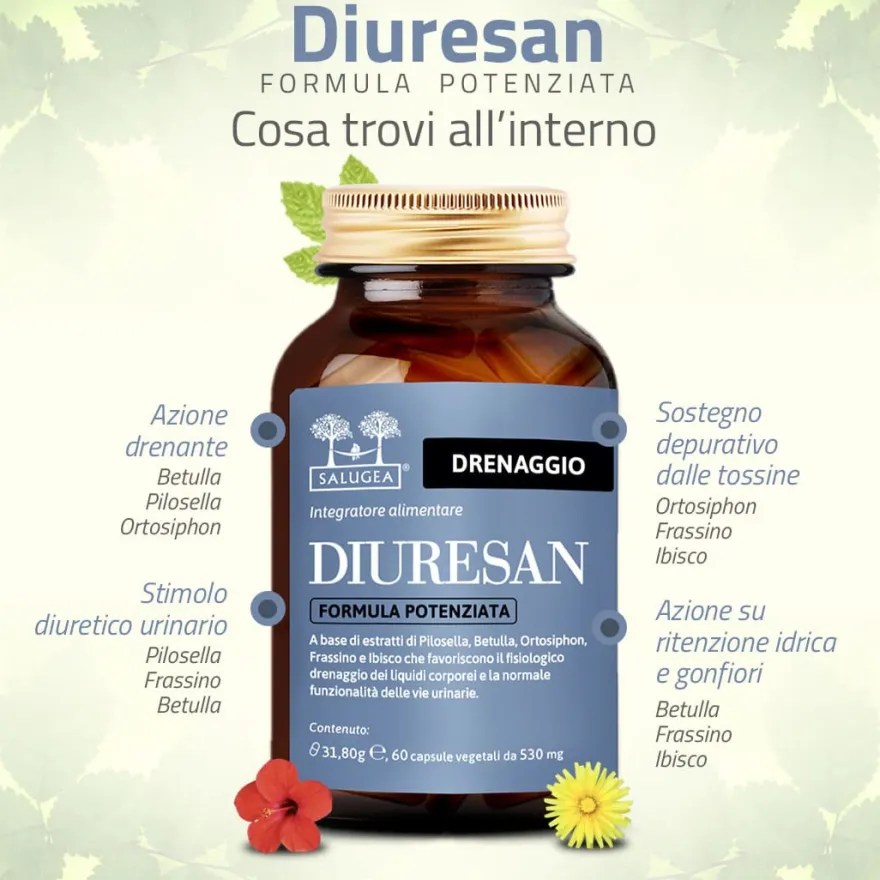 Salugea Diuresan Formula Potenziata Drenaggio Dei Liquidi 60 Capsule
