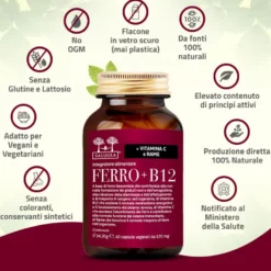 Salugea Ferro + B12 Integratore Ferro E Vitamina B12 60 Capsule