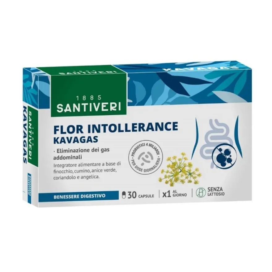 Santiveri Flor Intollerance Kavagas Integratore Gas Addominali 30 Capsule