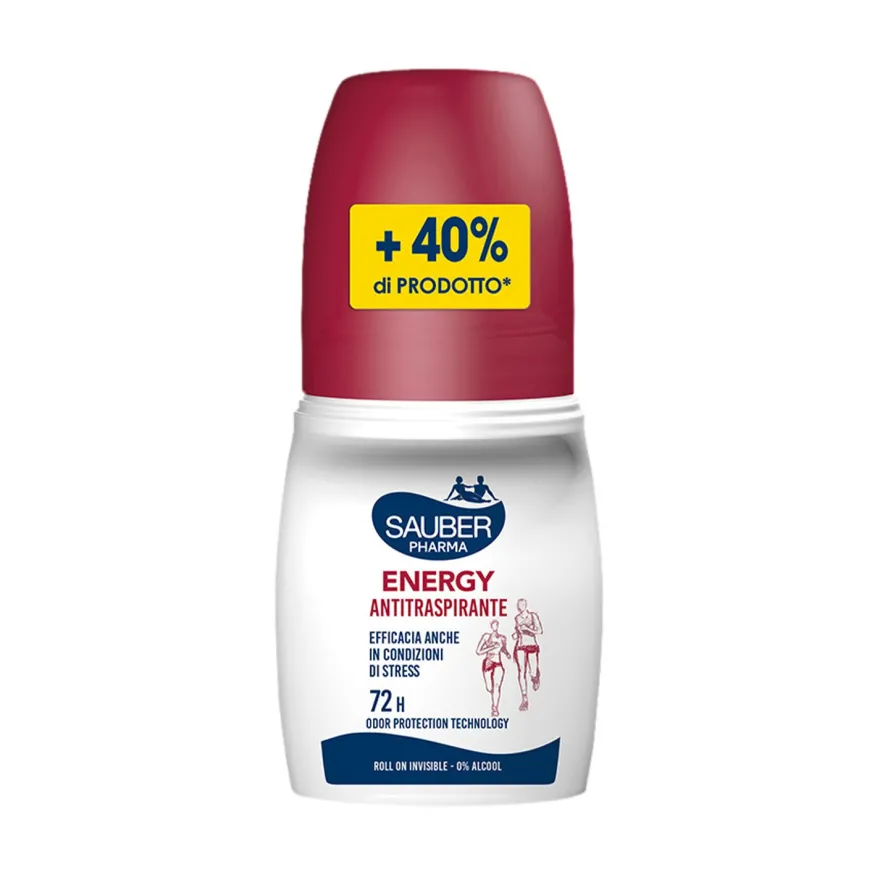 Sauber Energy Antitraspirante Deodorante Roll On Invisibile 72h 70ml