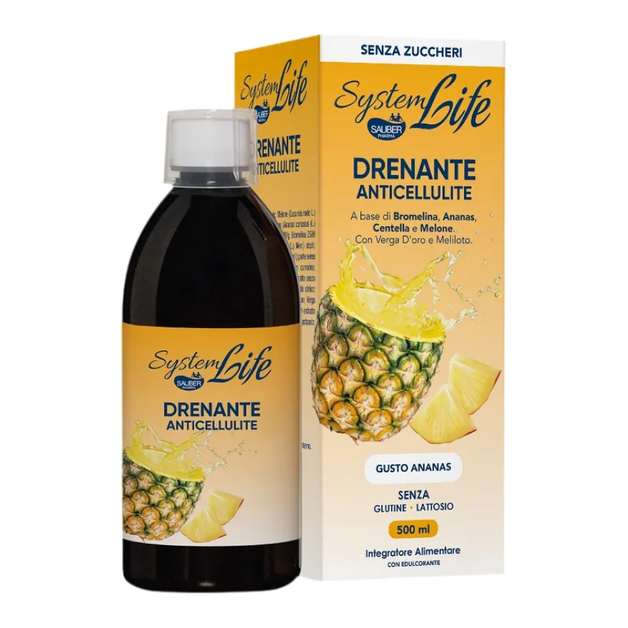 Sauber System Life Drenante Integratore Anticellulite Gusto Ananas 500ml