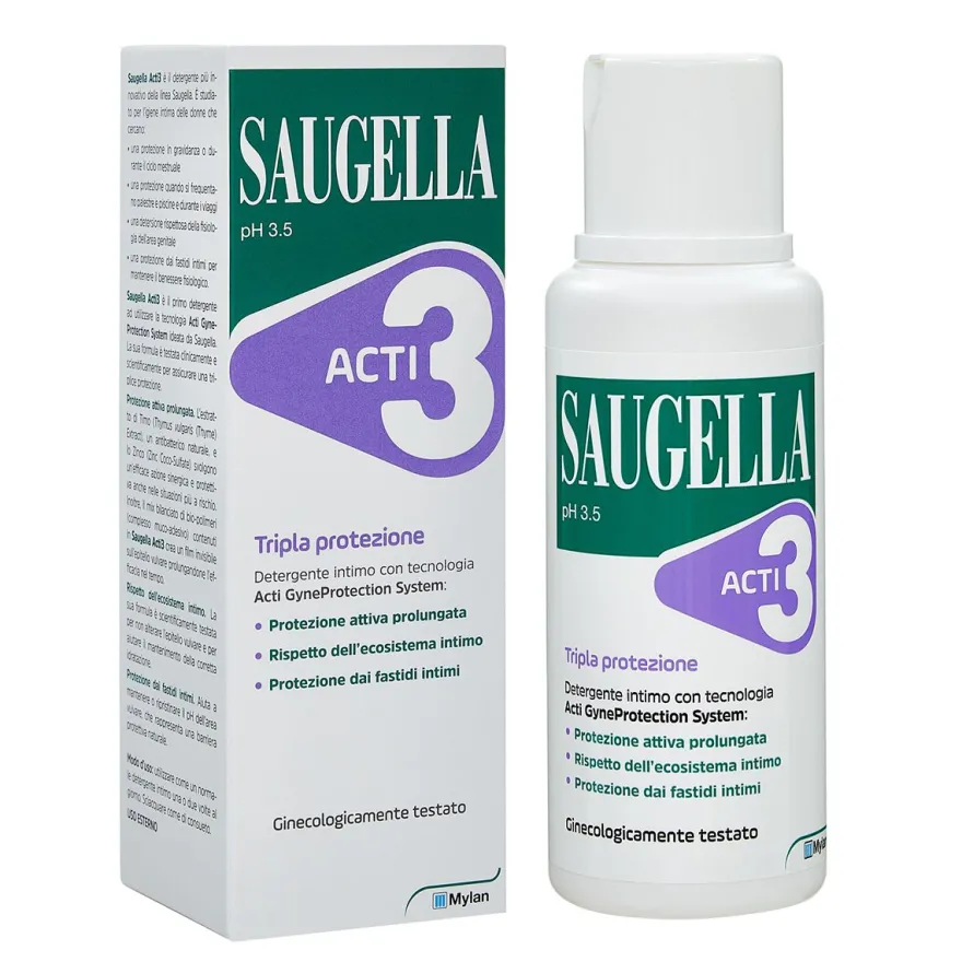 Saugella Acti3 Detergente Intimo Tripla Protezione Timo Zinco 250ml
