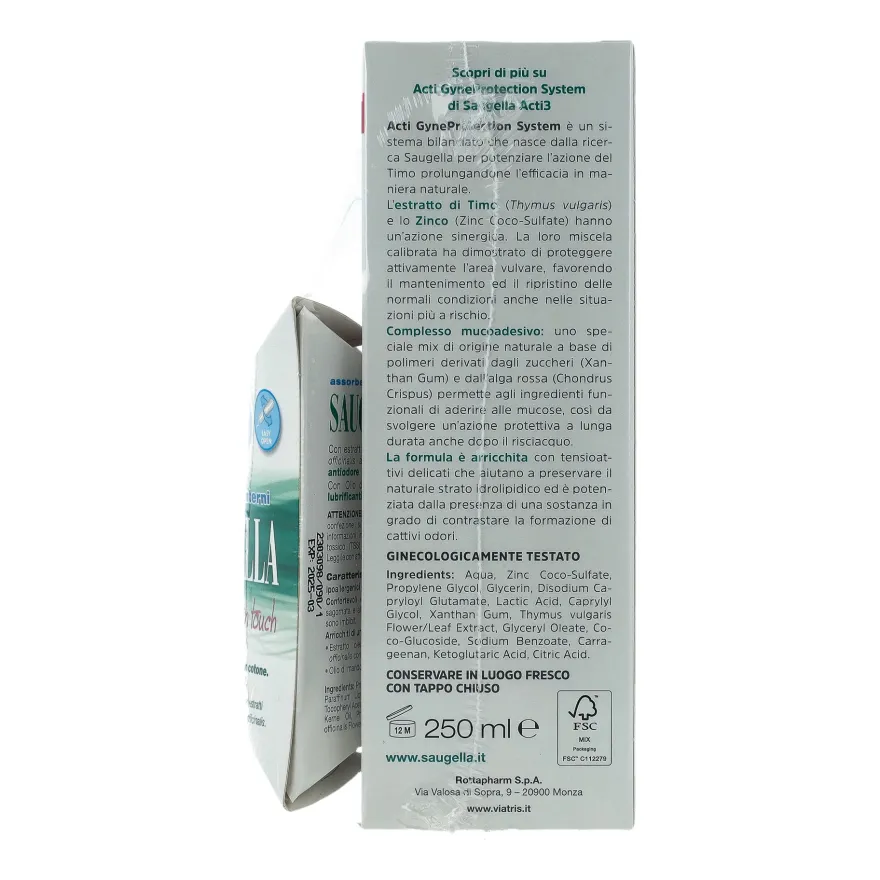 Saugella Acti3 250ml + Assorbenti Interni Omaggio 3 Pezzi