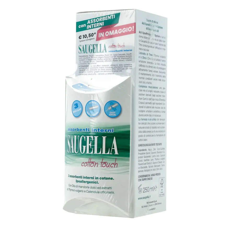 Saugella Acti3 250ml + Assorbenti Interni Omaggio 3 Pezzi