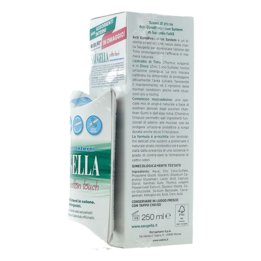 Saugella Acti3 250ml + Assorbenti Interni Omaggio 3 Pezzi