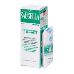 Saugella Protezione & Comfort Attiva Detergente 250ml + 3 Assorbenti Interni Regular + Gadget Stickers Motivazionali