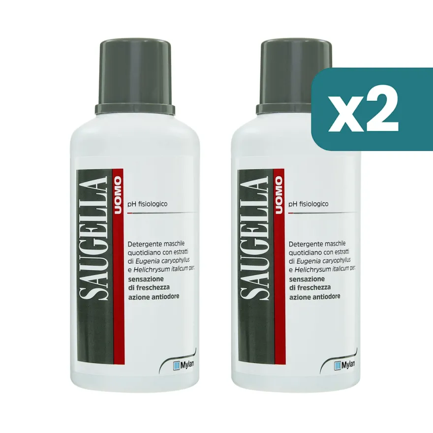 Saugella uomo detergente intimo antiodore bipacco 2x500ml
