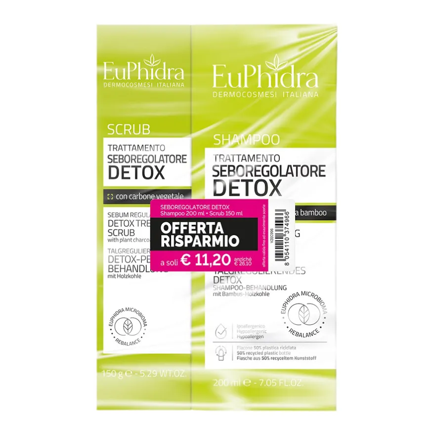 Shampoo Seboregolatore E Scrub Detox Per Capelli Grassi 200ml 2 Pezzi