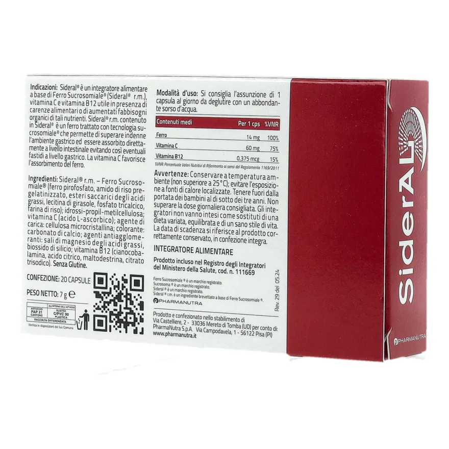 Sideral Integratore Carenza Ferro 20 Capsule