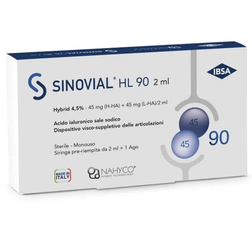 Sinovial Hl 90 Siringa Intra-articolare Hybrid 4,5% Con Acido Ialuronico E Sale Sodico 2ml