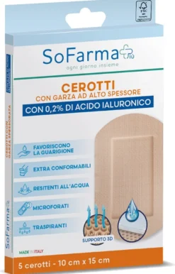 Sofarma Cerotti Con 0,2% Acido Ialuronico 10x15cm 5 Pezzi