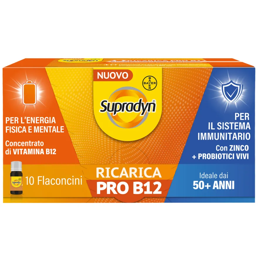 Supradyn Ricarica Pro B12 Integratore Adulti 50+ Con Vitamina B12 E Zinco 10 Flaconcini