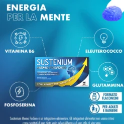 Sustenium Memo Fosforo Integratore Alimentare Con Fosfoserina, Glutammina, Vitamina B6 Ed Eleuterococco 10 Flaconcini