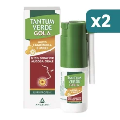Tantum Verde Gola Spray 0,25 Trattamento Mucosa Orale Camomilla Miele 2 confezioni da 15ml