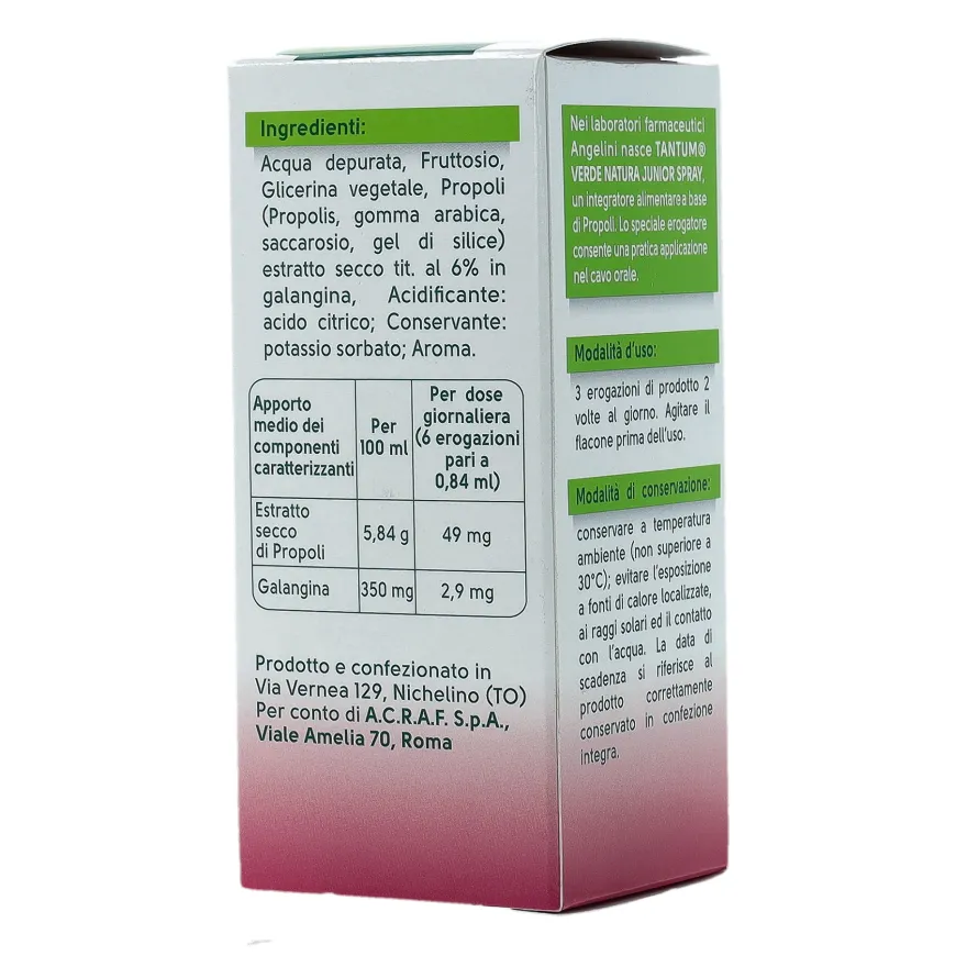 Tantum Verde Natura Junior Spray Propoli Gusto Fragola 25ml