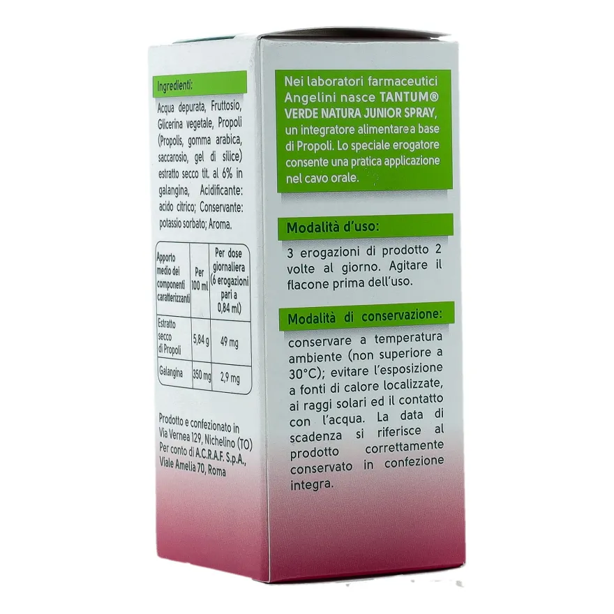 Tantum Verde Natura Junior Spray Propoli Gusto Fragola 25ml