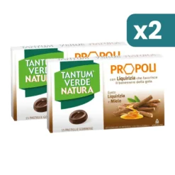 Tantum Verde Natura Propoli E Liquirizia Benessere Gola 2 confezioni da 15 Pastiglie