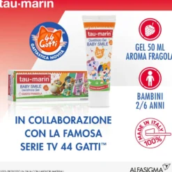 Tau-marin Baby Smile Edition 44 Gatti Dentifricio Fragola 50ml