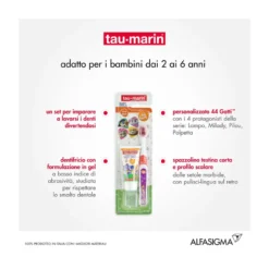 Tau-marin Set Baby Smile Special Edition 44 Gatti Spazzolino + Dentifricio Fragola 20ml