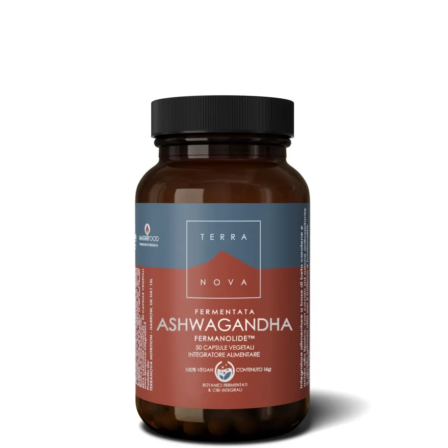 Terranova Ashwagandha Fermentata Integratore Controllo Stress 50 Capsule Vegetali