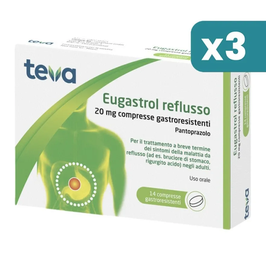 Teva Eugastrol Reflusso 3 confezioni da 14 Compresse Gastroresistenti
