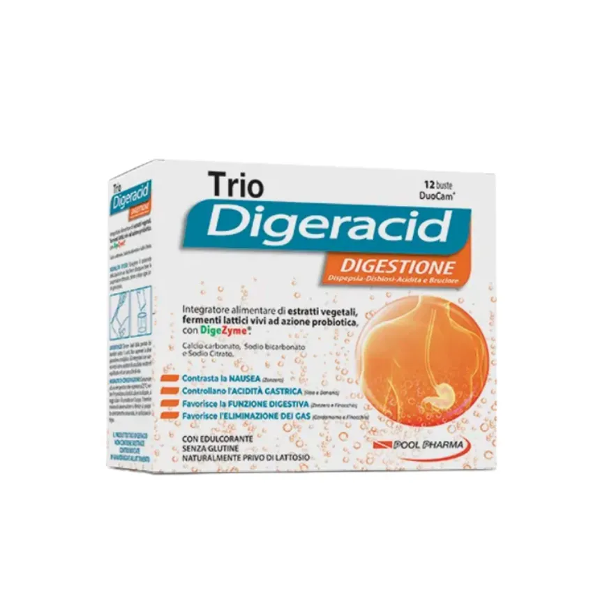 Trio Digeraid Integratore Digestione 12 Bustine