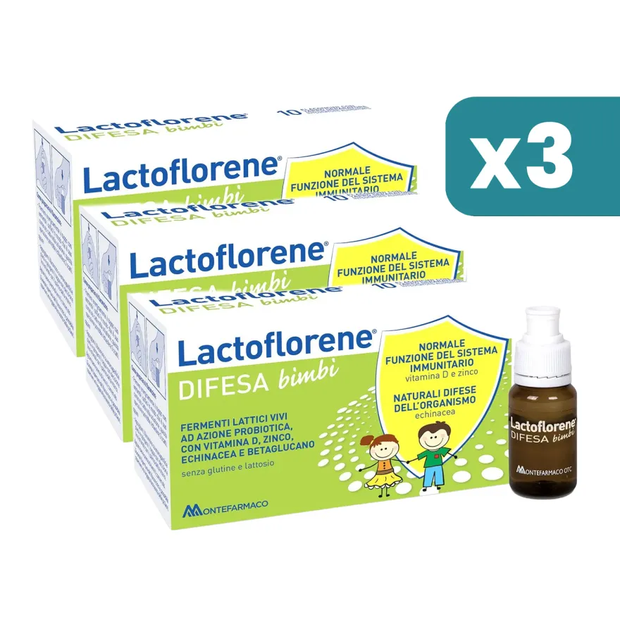 Tripacco 3x10 flaconcini Lactoflorene Difesa integratore per bambini